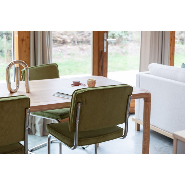 Zuiver Ridge Rib Eetkamerstoelen Groen - Set van 2