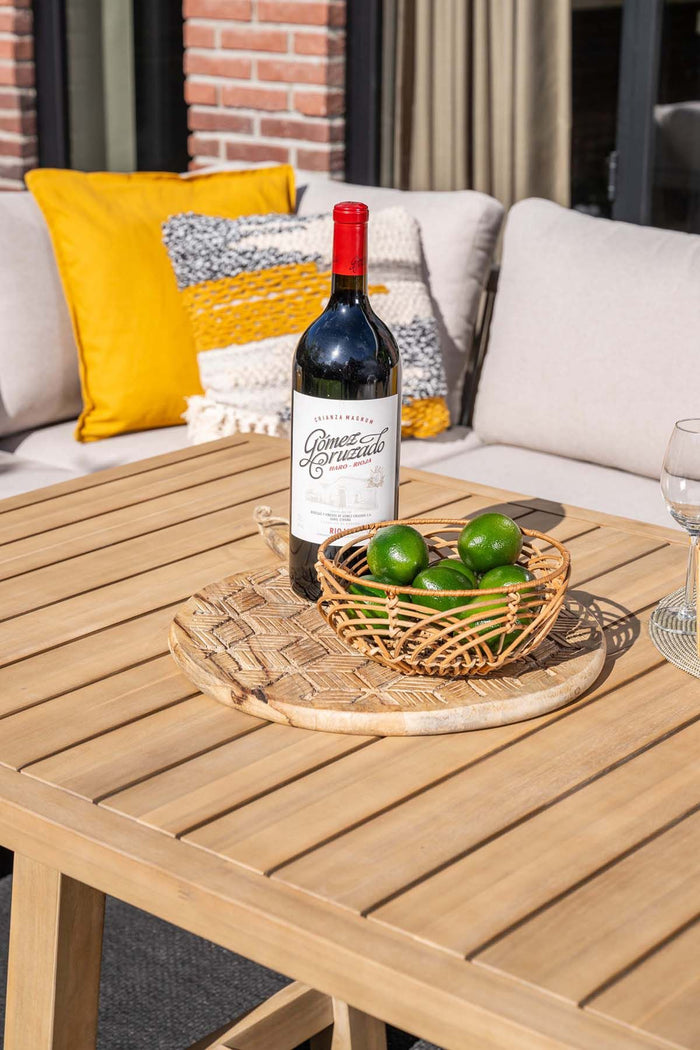 Santos lounge-diningset - 5-dlg.-links -acaciahout met white wash-sand