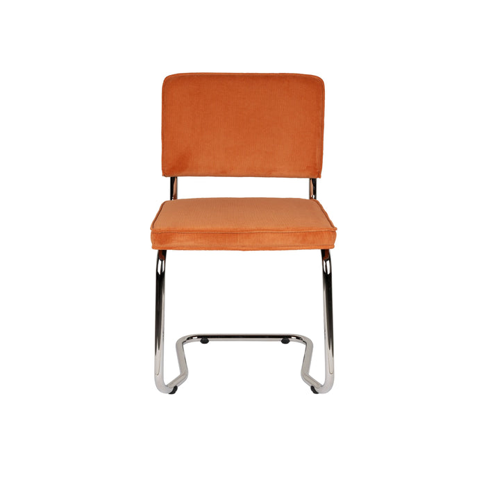 Zuiver Ridge Rib Kink Eetkamerstoelen Oranje - Set van 2
