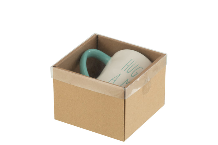 J-Line mok 'Hug In Mug' - keramiek - blauw|wit - 12 stuks