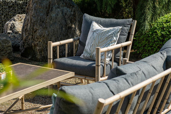 Lombok loungeset - 4-delig - aluminium - bamboo-look - mystic grey