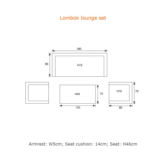 Lombok loungeset - 4-delig - aluminium - bamboo-look - mystic grey