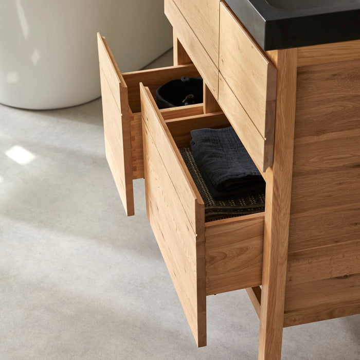 Tikamoon - Massief eikenhouten en lavastenen badkamermeubel 80 cm