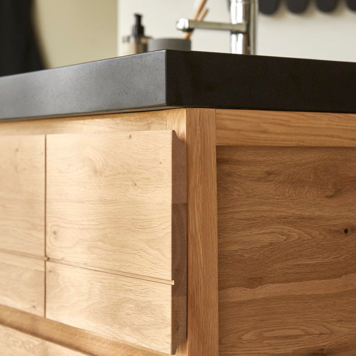 Tikamoon - Massief eikenhouten en lavastenen badkamermeubel 80 cm