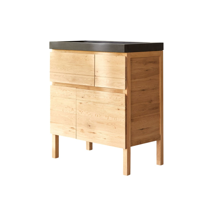 Tikamoon - Massief eikenhouten en lavastenen badkamermeubel 80 cm