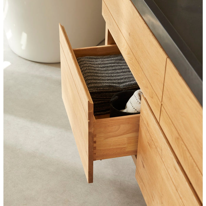 Tikamoon - Massief eikenhouten en lavastenen badkamermeubel 120 cm