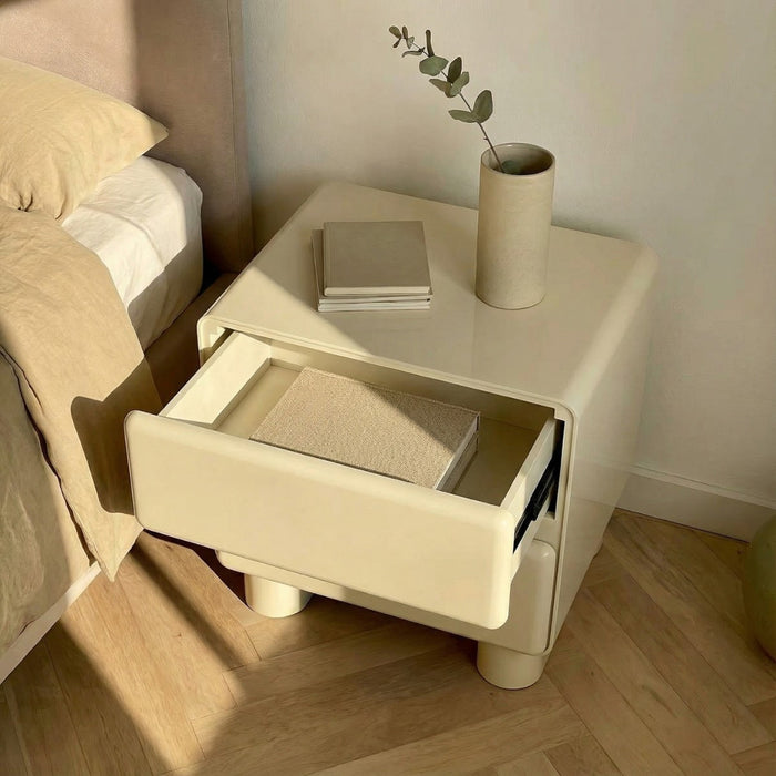 DÉJA Living - Nachtkastje Crème Glossy MDF - 57x43x57cm - Sauda