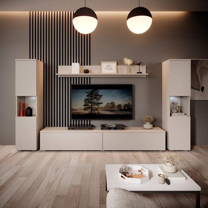 Meubella - Pure XL - Wandmeubel - Beige - 180x33x130 cm