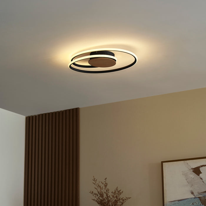 QAZQA Design plafondlamp hout incl. LED 3-staps dimbaar - Rowan