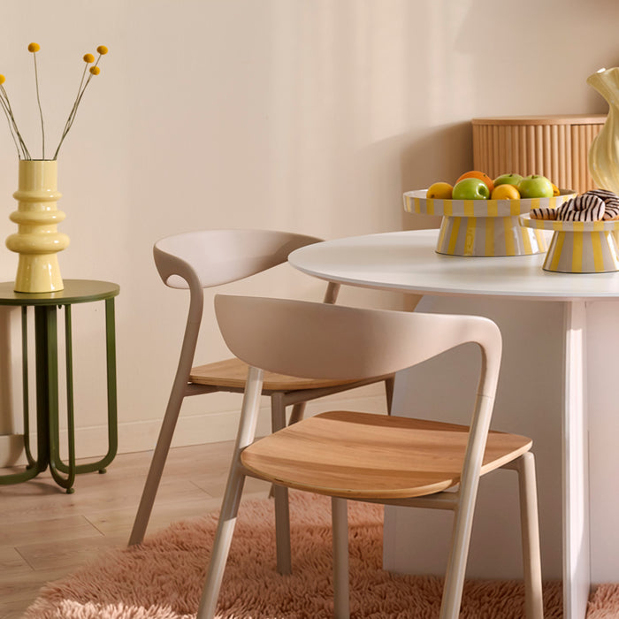 by fonQ Aera Eetkamerstoel - Naturel / Lichtgrijs