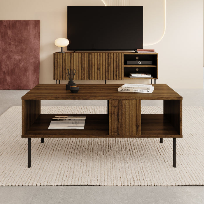 Meubella - Salontafel Tartagal - Donkerbruin eiken - 100 cm