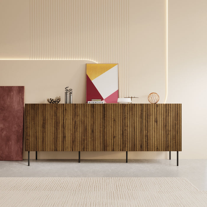 Meubella - Dressoir Tartagal - Donkerbruin eiken - 200 cm