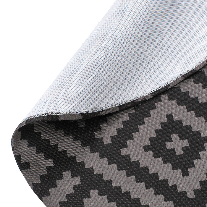 Beliani-AJMER-Outdoor vloerkleed-Grijs|Zwart-120 cm-Polypropyleen