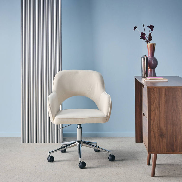 sweeek - Bureaustoel op wielen in corduroy met chroom onderstel