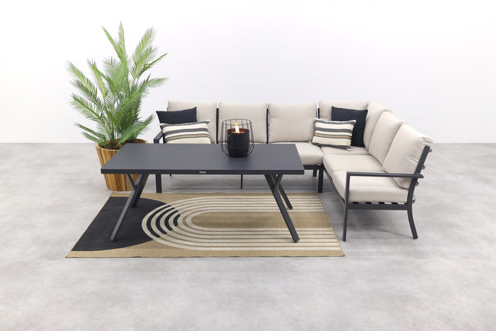 Sergio lounge-diningset - 3-delig - rechts -carbon black-desert sand