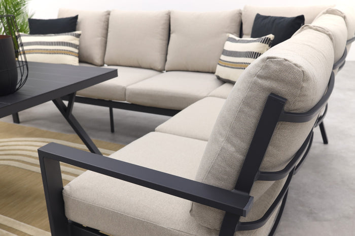 Sergio lounge-diningset - 3-delig - rechts -carbon black-desert sand