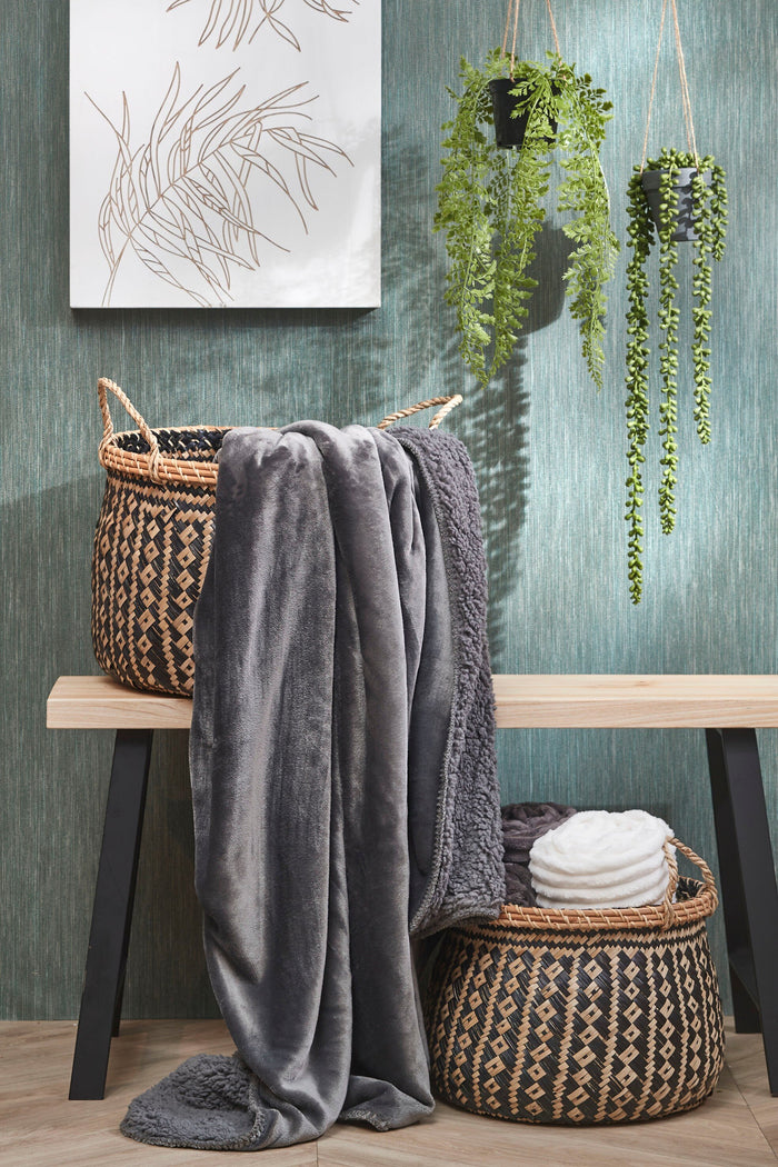 Mica Decorations Mardy fleece plaid antraciet - l200xb150cm