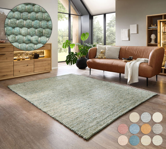 Theko Handgeweven wollen tapijt Alpen 140x200 cm - Groen