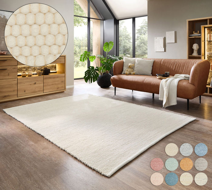 Theko Handgeweven wollen tapijt Alpen 170x240 cm - Natuurwit