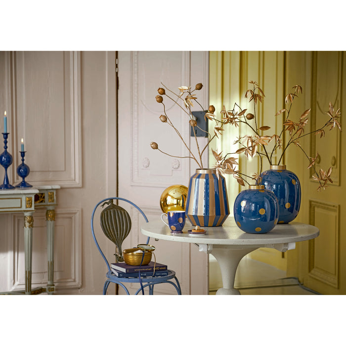 Pip Studio Vaas Stripes - van Metaal - Blauw| Goud - 24x29cm