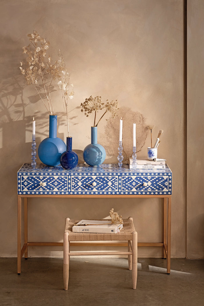 Pip Studio Kandelaar Swirl - van Glas - Donkerblauw - 28cm