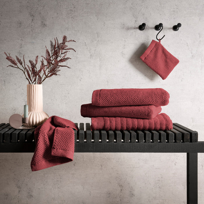 Heckett Lane Premium Baddoek 60x110cm Set van 2 - spicy red