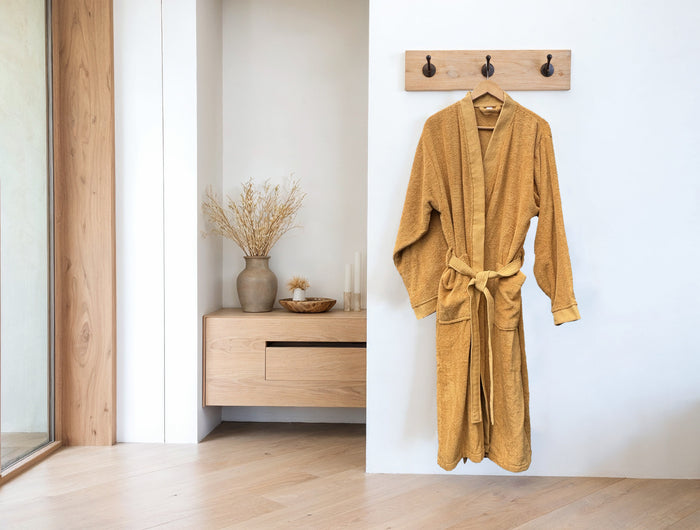 Heckett Lane Premium Badjas Katoen - ochre yellow - S