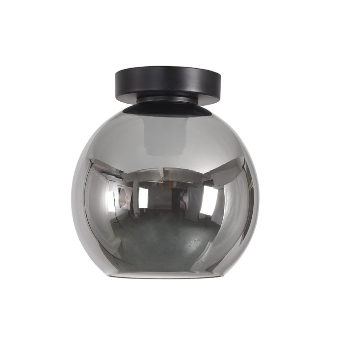 Artdelight Plafondlamp Marino Zwart & Smoke Glas 20cm