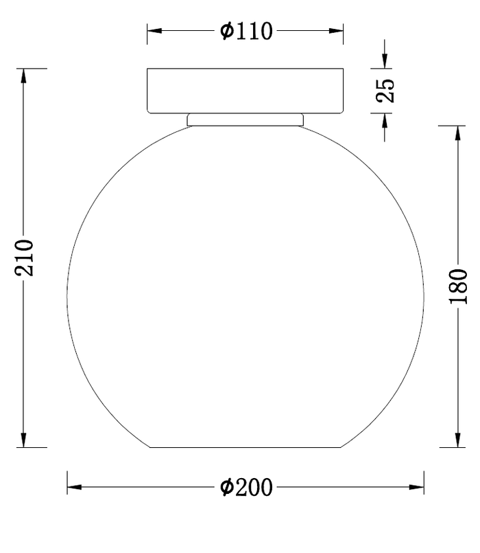 Artdelight Plafondlamp Marino Zwart & Smoke Glas 20cm