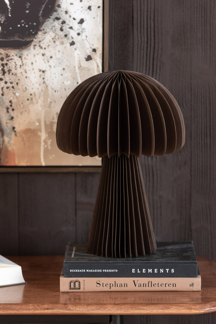 J-Line lampenkap Paddenstoel Vouwbaar - papier - bruin