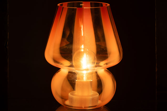 J-Line tafellamp Strepen - glas - transparant|oranje - large