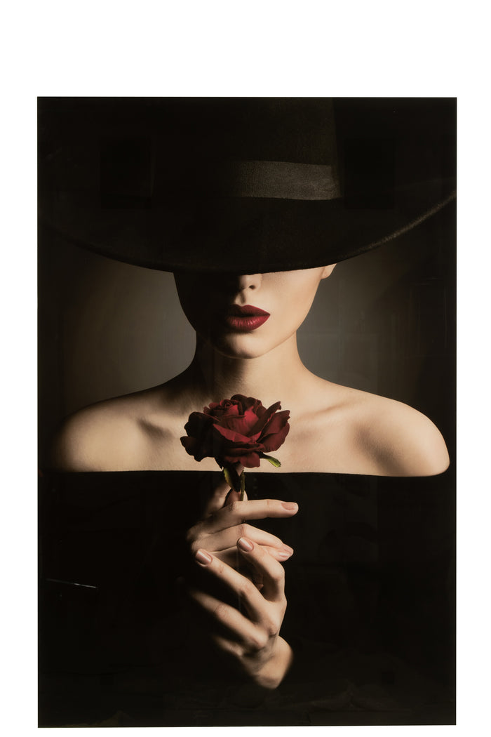 J-Line wanddecoratie Vrouw - glas|papier - mix