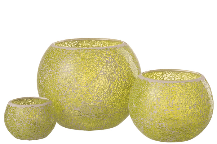 J-Line kaarshouder Mozaiek Rond - glas - geel - large