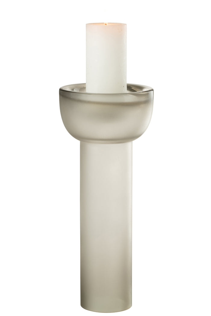 J-Line vaas|kandelaar Yara - glas - greige - large - 38 cm h