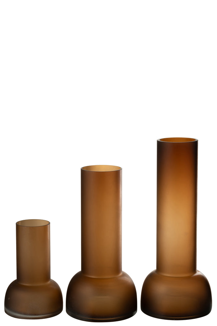 J-Line vaas|kandelaar Yoko - glas - bruin - large - 38 cm ho