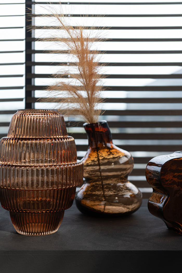 J-Line vaas Fles - glas - bruin - small - 27 cm hoog