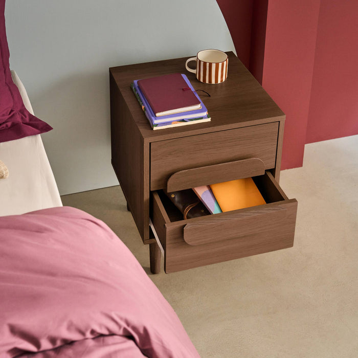 sweeek - Nachtkastje houtdecor vintage 2 lades