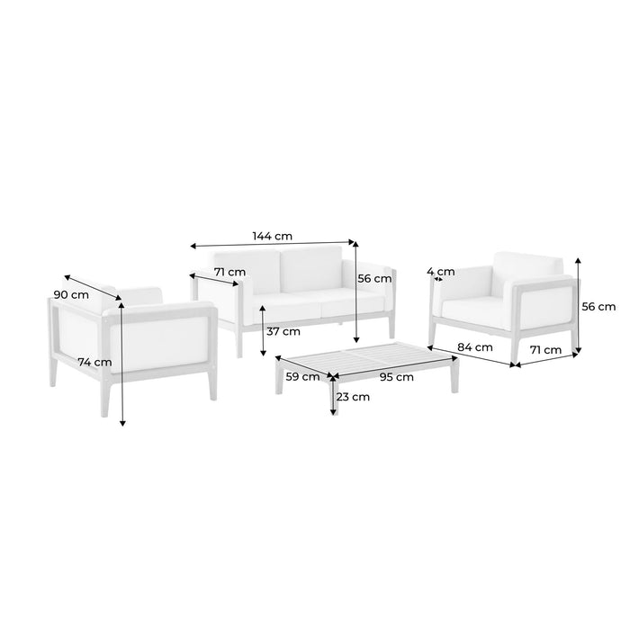 sweeek - Loungeset voor 4 personen van acaciahout