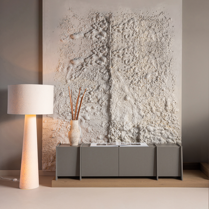 WOOOD Loft Vloerlamp XXL Ø70 CM - Metaal|Bouclé - Naturel - 160x70x70