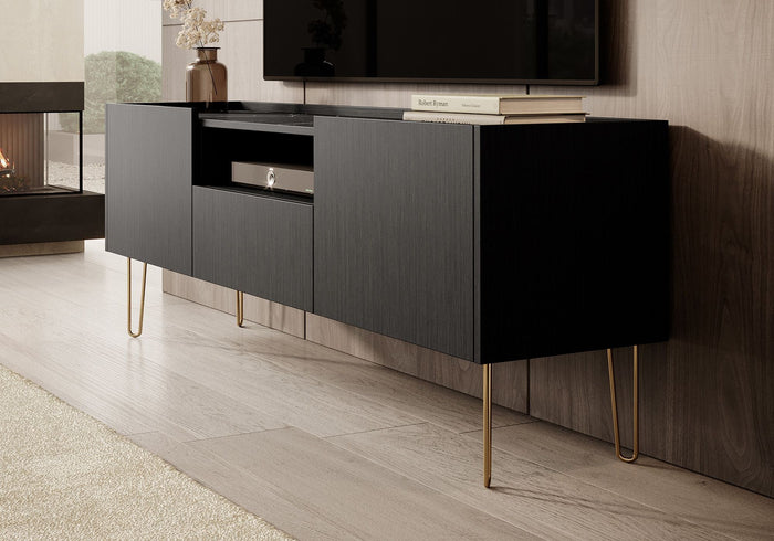 Meubella - TV-Meubel Hacienda - Zwart - 144 cm