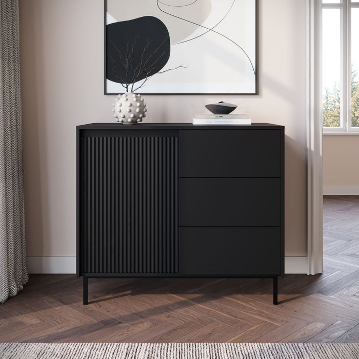 Meubella - Dressoir Orvana - Zwart - 103 cm