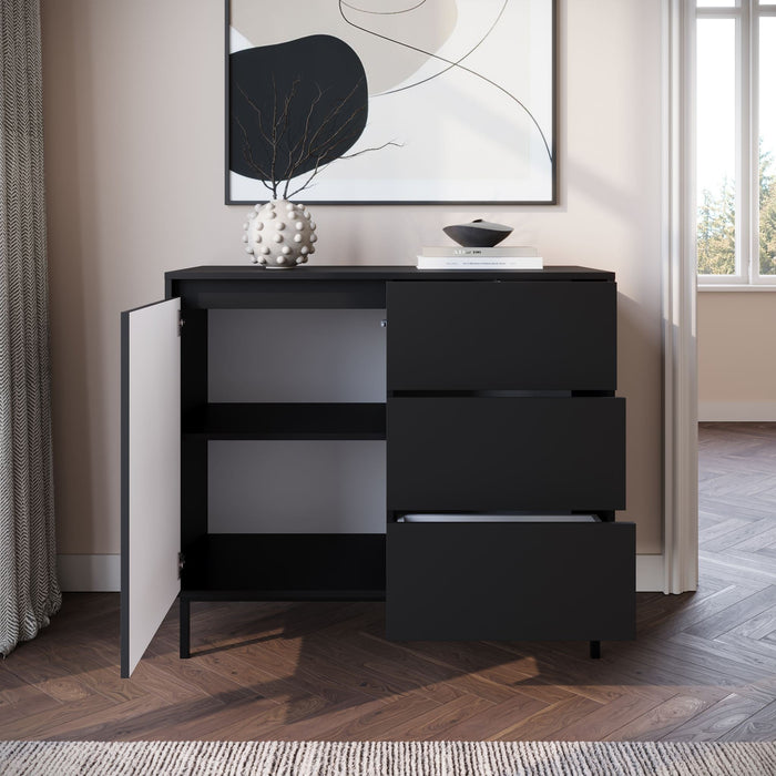 Meubella - Dressoir Orvana - Zwart - 103 cm