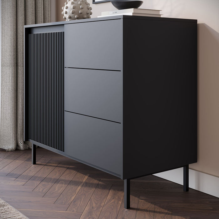 Meubella - Dressoir Orvana - Zwart - 103 cm