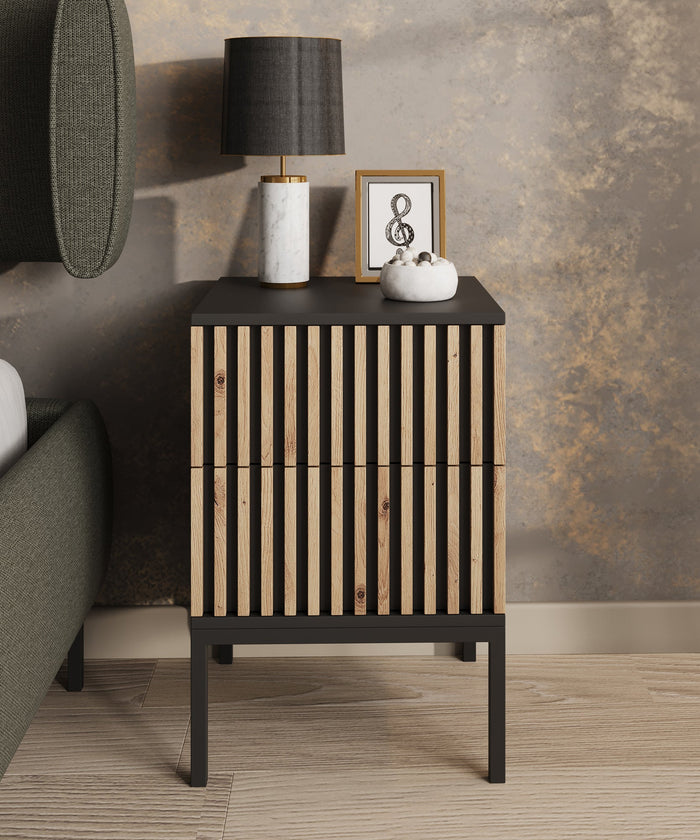 Meubella - Nachtkastje Marbella - Zwart - 40 cm