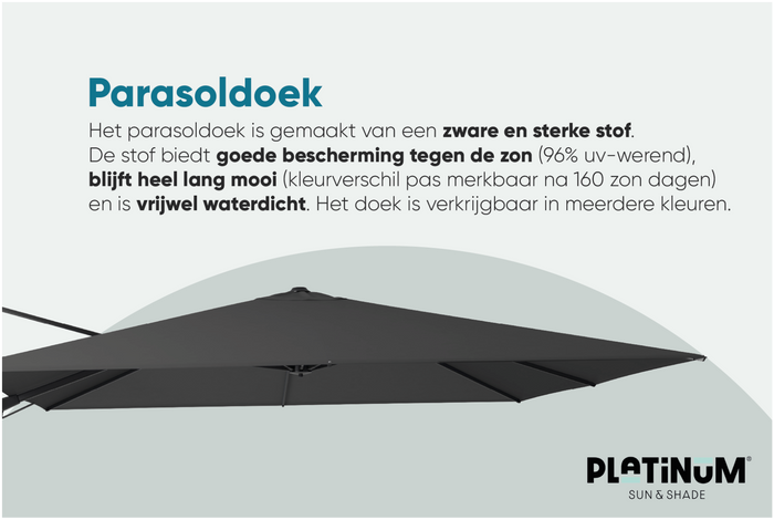 Platinum Challenger T2 3x3 m. parasol Taupe met voet en hoes