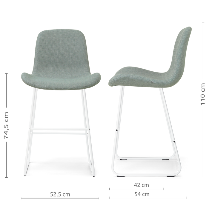 Nolon Nino-Fé Barkruk Saliegroen - Wit Onderstel - 75 Cm