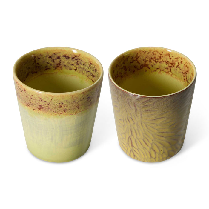 HKliving 70's Ceramics Van Gogh Koffiemok - Set van 2 - Sunflowers