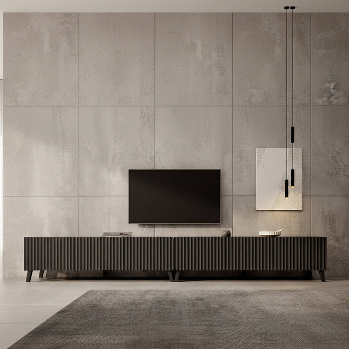 Meubella - TV-Meubel Pepinos 2 - Mat zwart - 300 cm