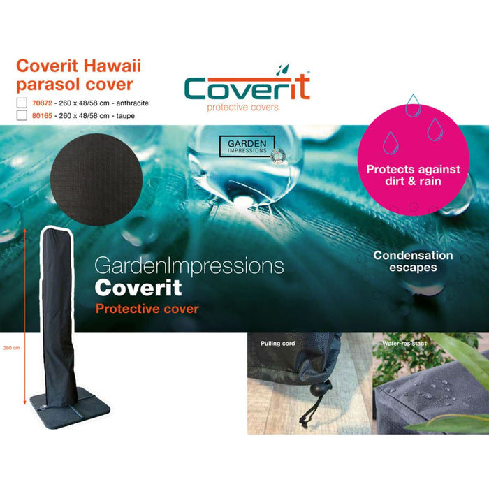 Garden Impressions Hawaii parasol S Ø300 zwart + 80kg voet en hoes