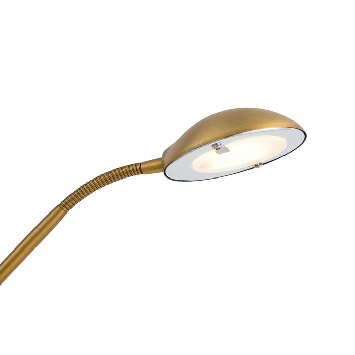 QAZQA Moderne vloerlamp brons incl. LED 3-staps dimbaar oplaadbaar -